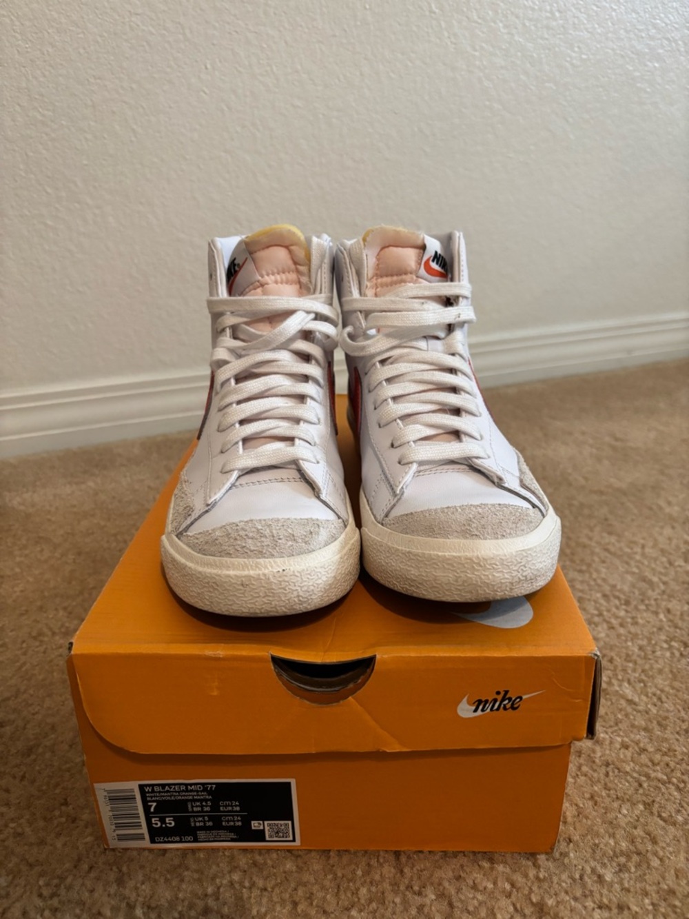 Nike Blazer Mid '77 White with Peach Accent